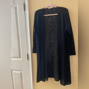 Misook long sheer patterned duster cardigan, large